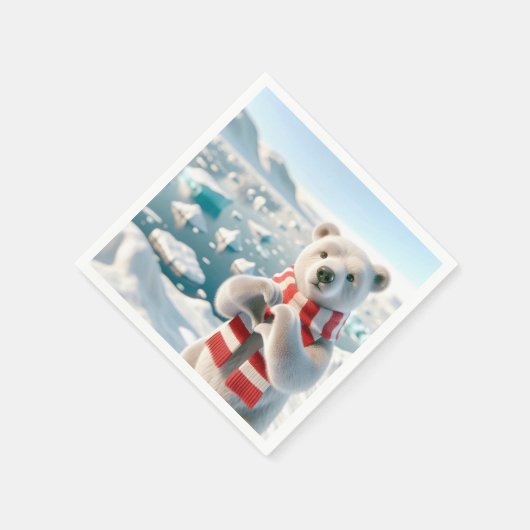 Polar Bär mit Paws als Herz Serviette (Ecke)