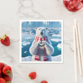 Polar Bär mit Paws als Herz Serviette (Beispiel)