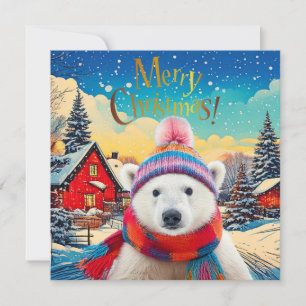 Polar-Bär-Santa-Mütze und -Schal Frohe Weihnachten