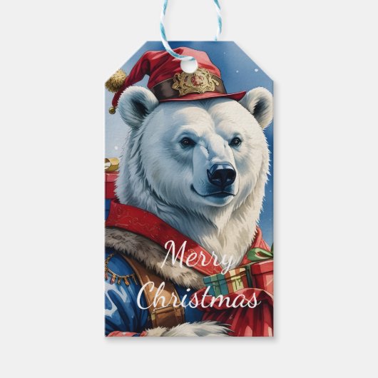 Polar-Bär-Santa-Weihnachtsdesign Geschenkanhänger (Vorderseite)