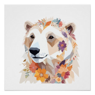 Polar Bär spielend Adorable Fun Animal Colorful Poster