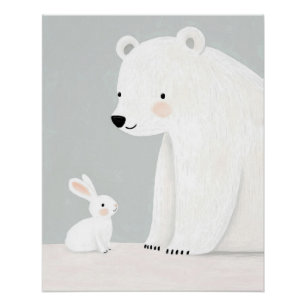 Polar-Bär und Häschen-Nursery-Druck, Kinderzimmer- Poster