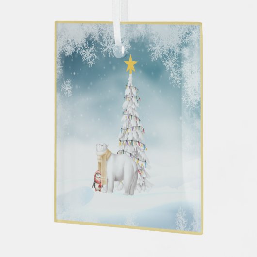 Polar Bär und Pinguin Glass Weihnachtsdekoration Ornament Aus Glas (Vorderseite links)