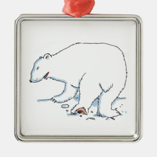 Polar-Bär-Viereck-Ornament in Premium-Qualität Ornament Aus Metall