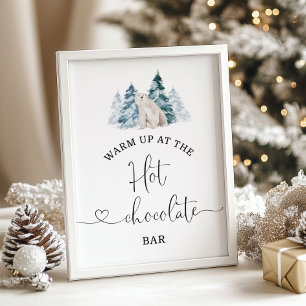 Polar Bär Warme auf dem heißen Schokolade Bar Post Poster