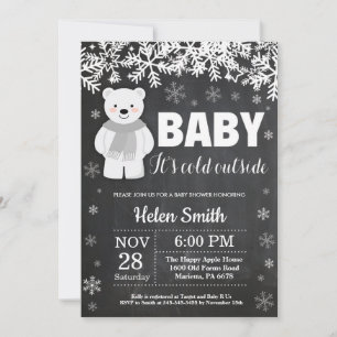 Polar-Bär-Winter-Baby-Party-Schiefertafel Einladung