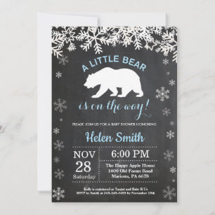 Polar-Bär-Winter-Junge-Baby-Shower-Tafel Einladung