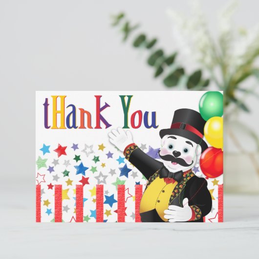 Polar-Bär-Zirkus-Geburtstag Dankeskarte (Stehend Vorderseite)
