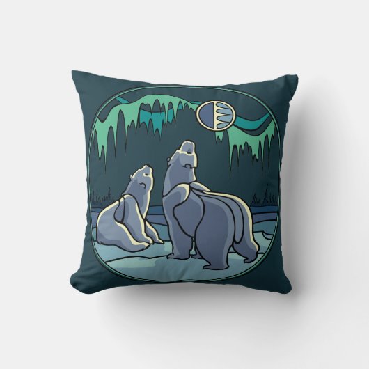 Polar Bären Art Kissen Mutter w. Baby Bears Kissen (Vorderseite)