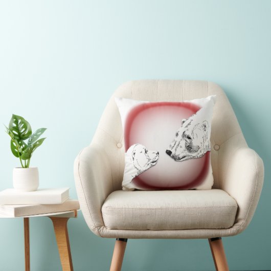 Polar Bären Art Kissen Mutter w. Baby Bears Kissen (Stuhl )