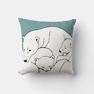 Polar Bären Art Kissen Mutter w. Baby Bears Kissen