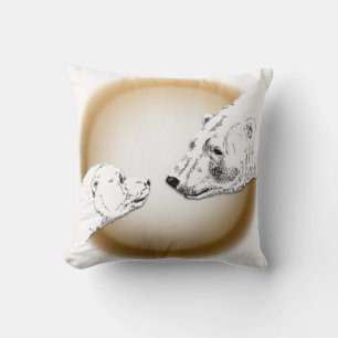 Polar Bären Art Kissen Mutter w. Baby Bears Kissen