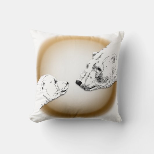 Polar Bären Art Kissen Mutter w. Baby Bears Kissen (Vorderseite)