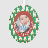 Polar Bären Baby 1. Weihnachten Foto anpassen Ornament (Vorderseite)
