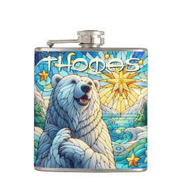 Polar Bären Imitate aus festgehaltenem Glas Person Flachmann