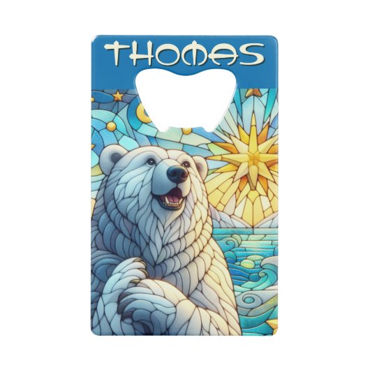 Polar Bären Imitate aus festgehaltenem Glas Person Geldbeutel Flaschenöffner (Vorderseite)