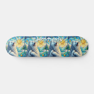 Polar Bären Imitate aus festgehaltenem Glas Person Skateboard