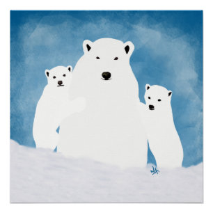 Polar Bären Mama mit Naben Poster