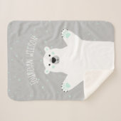 Polar Bären Minze Grau Fügen Sie Ihren Namen Baby  Sherpadecke (Vorderseite (Horizontal))