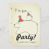 Polar Bären & Puffin Geburtstagsparty Einladung (Vorne/Hinten)