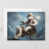 Polar Bären reiten Teil Tierrad Postkarte (Vorne/Hinten)