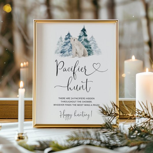 Polar Bären Schnuller Jagen Baby Duschgame Poster