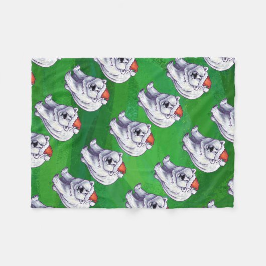 Polar Bären Weihnachten auf Grün Fleecedecke (Vorderseite (Horizontal))