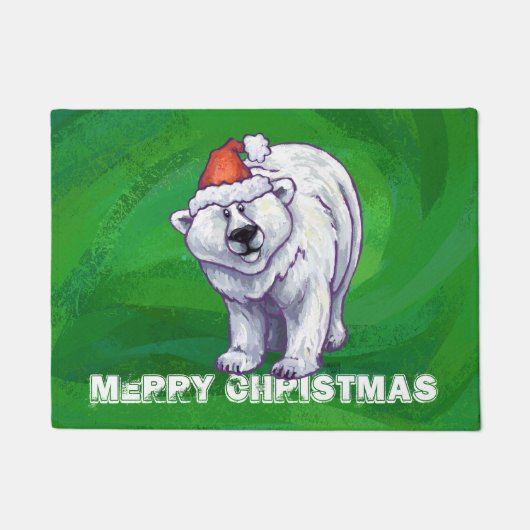 Polar Bären Weihnachten auf Grün Fußmatte (Vorderseite)