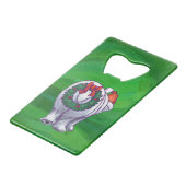 Polar Bären Weihnachten auf Grün Geldkarten Flaschenöffner (Rückseite Schrägansicht)