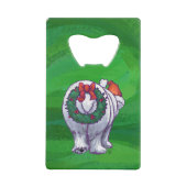 Polar Bären Weihnachten auf Grün Geldkarten Flaschenöffner (Rückseite)