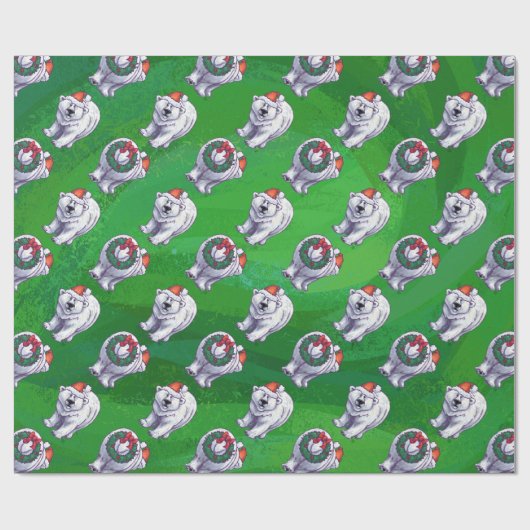 Polar Bären Weihnachten auf Grün Geschenkpapier (Flach)
