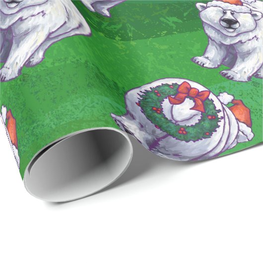 Polar Bären Weihnachten auf Grün Geschenkpapier (Rolleneckpunkt)