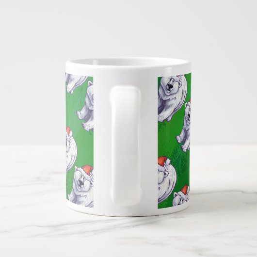 Polar Bären Weihnachten auf Grün Jumbo-Tasse (Rückseite)