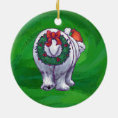 Polar Bären Weihnachten auf Grün Keramikornament (Hinten)