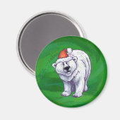 Polar Bären Weihnachten auf Grün Magnet (Vorderseite/Rückseite)