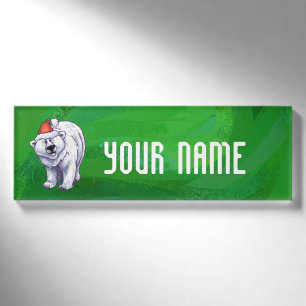 Polar Bären Weihnachten auf Grün Namenschild