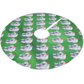 Polar Bären Weihnachten auf Grün Polyester Weihnachtsbaumdecke (Schrägansicht)