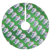 Polar Bären Weihnachten auf Grün Polyester Weihnachtsbaumdecke (Vorderseite)