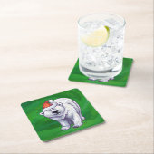 Polar Bären Weihnachten auf Grün Rechteckiger Pappuntersetzer (Vor Ort)