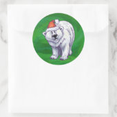 Polar Bären Weihnachten auf Grün Runder Aufkleber (Tasche)