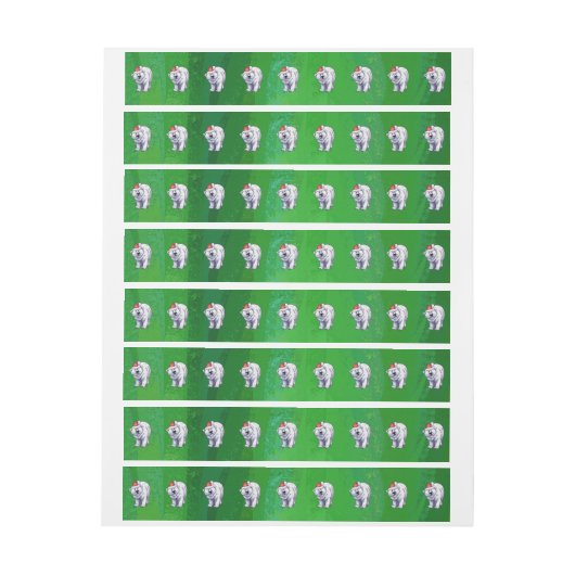 Polar Bären Weihnachten auf Grün Rundum-Adressaufkleber (Bogen)