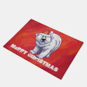 Polar Bären Weihnachten auf Rot Fußmatte (Schrägansicht)