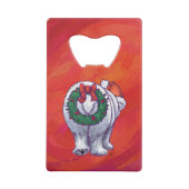 Polar Bären Weihnachten auf Rot Geldkarten Flaschenöffner (Rückseite)