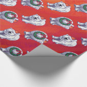 Polar Bären Weihnachten auf Rot Geschenkpapier (Ecke)