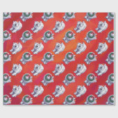 Polar Bären Weihnachten auf Rot Geschenkpapier (Flach)