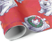 Polar Bären Weihnachten auf Rot Geschenkpapier (Rolleneckpunkt)