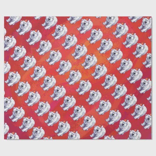 Polar Bären Weihnachten auf Rot Geschenkpapier (Flach)
