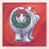 Polar Bären Weihnachten auf Rot Glasuntersetzer (Vorderseite)