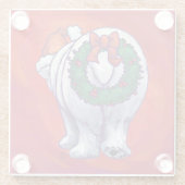 Polar Bären Weihnachten auf Rot Glasuntersetzer (Rückseite)