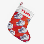 Polar Bären Weihnachten auf Rot Großer Weihnachtsstrumpf (Vorderansicht (hängend))